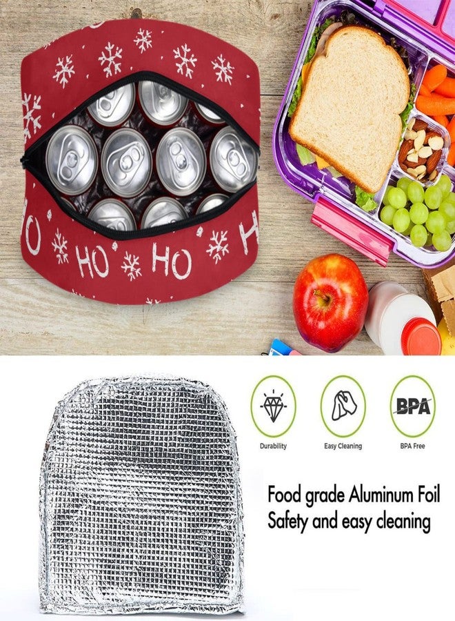 ZzWwR Christmas Snowflake Santa Claus Laugh Reusable Lunch Tote Bag with Front Pocket Insulated Thermal Zipper Closure Cooler Container Bag for School Work Picnic Travel Fishing Beach - Image 5